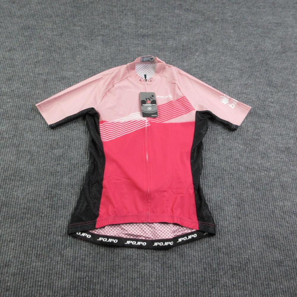 JPOJPO Jersey Womens M Pink Cycling Short Sleeve Zip Moisture Wicking NWT